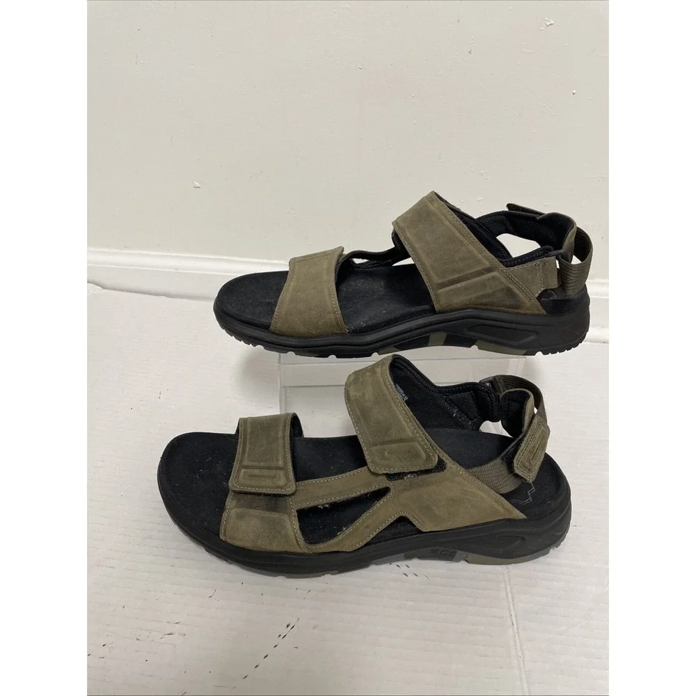ECCO X-Trinsic Mens Size 12  Olive Green Leather Sport Flat Sandal Camo Soles